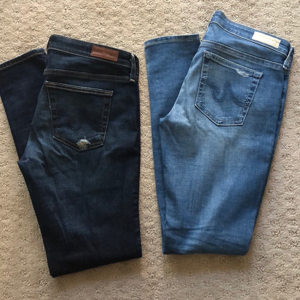 2 pairs distressed AG denim
